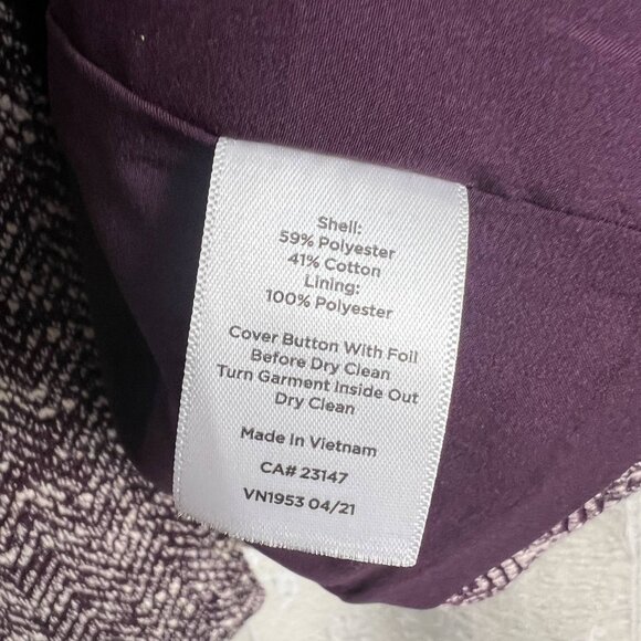 Talbots 18WP Woman Petite Melange Herringbone Blazer long-line jacket purple - Picture 10 of 11